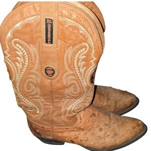 El General Mens Tan Ostrich Leather Cowboy Boots‎ Western Style Size 7